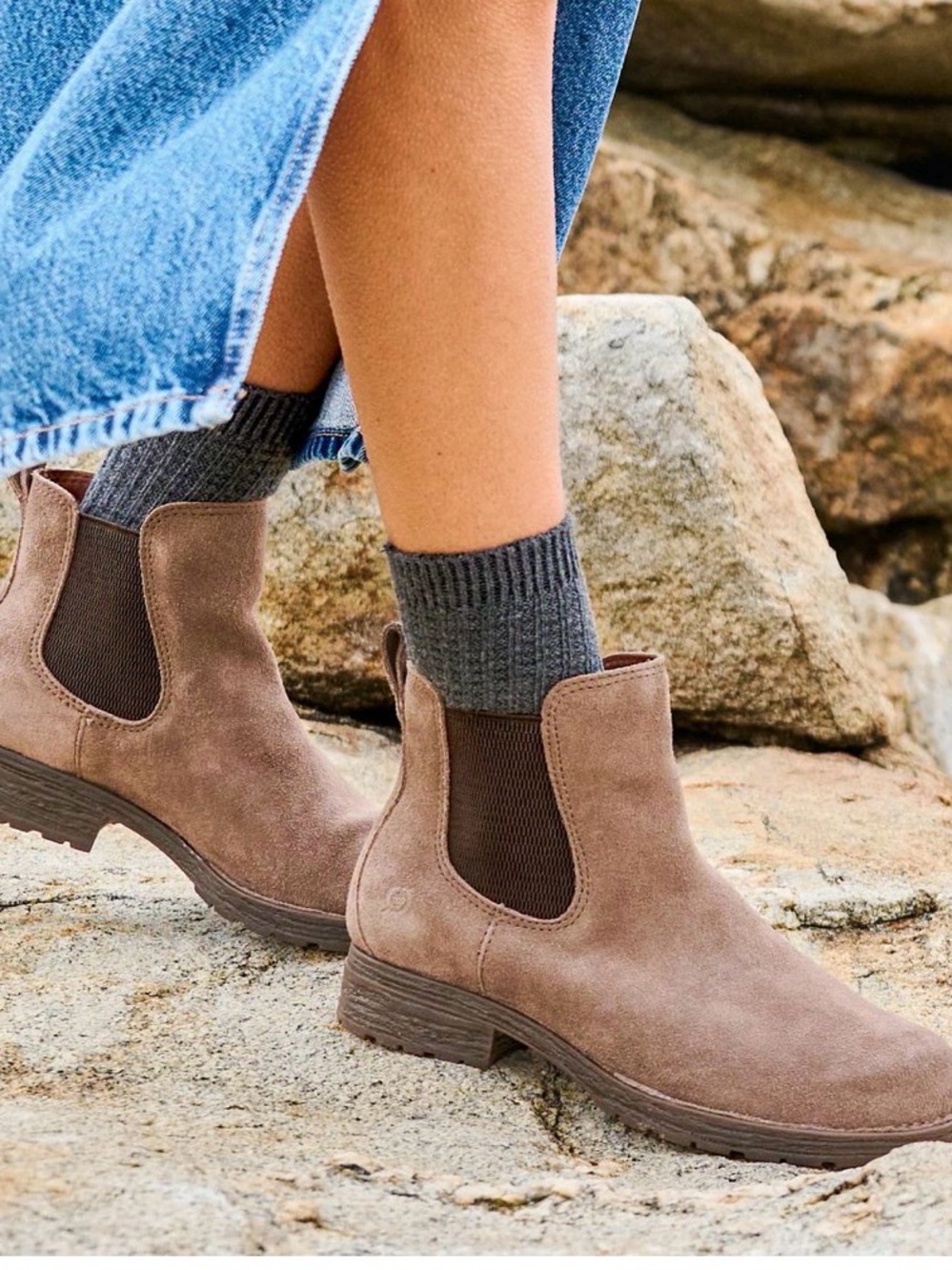 Born Taupe Suede Chelsea Ankle Boots